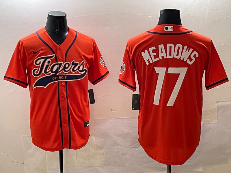 Men's Detroit Tigers Austin Meadows #17 Orange Replica Player Jersey