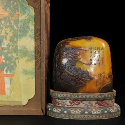 1575G Old Chinese Shoushan Stone Seal Stamp Statue w/figure N2177