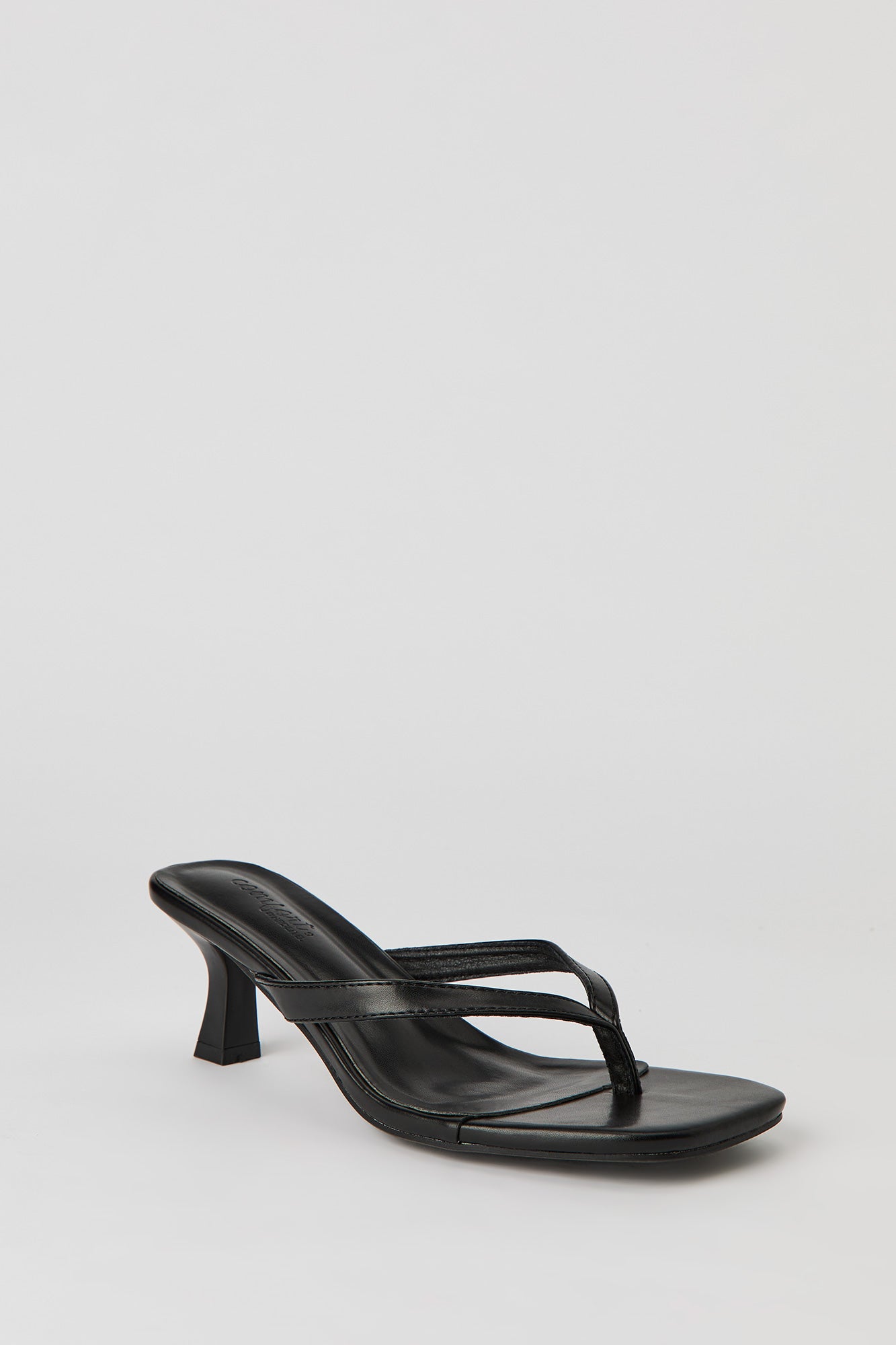 Faux Leather Thong Kitten Heel