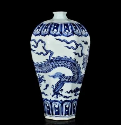 49CM Xuande Signed Old Chinese Blue and White Lid Vase W/dragon N3184