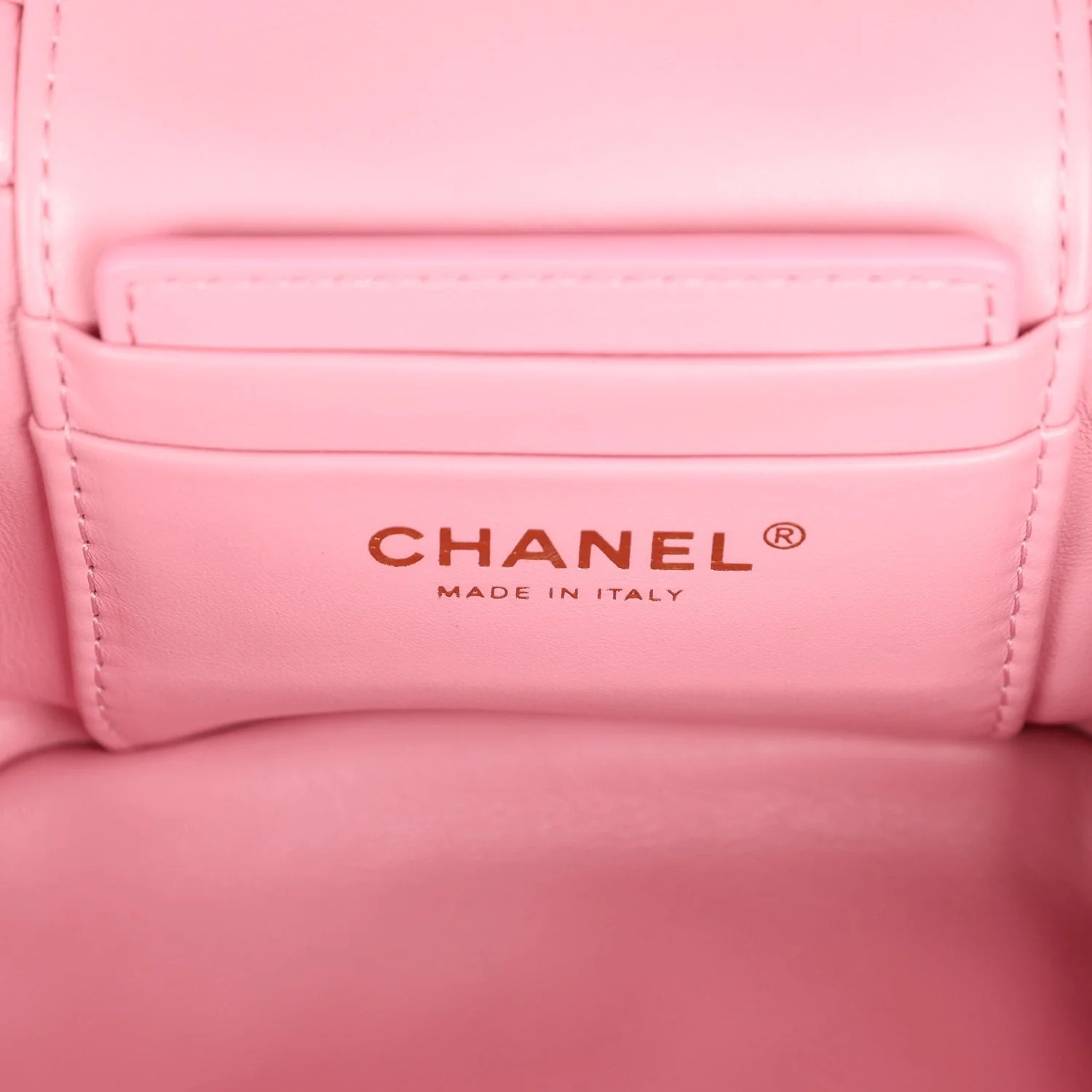 Chanel Small Top Handle Square Vanity Case With Chain Pink Shearling Lambskin Gold Hardware