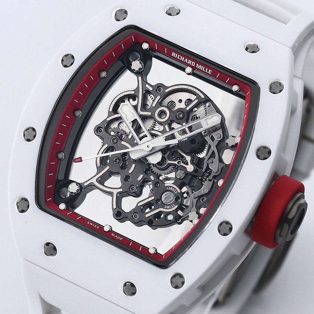 【7A Quality】Richard Miller RM 055 RMUL2 NTPT Carbon Fiber White Case Red Mark