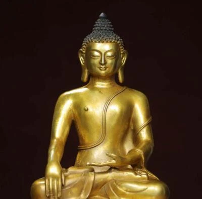 33CM Old Chinese Bronze Statue w/ Buddha N2876