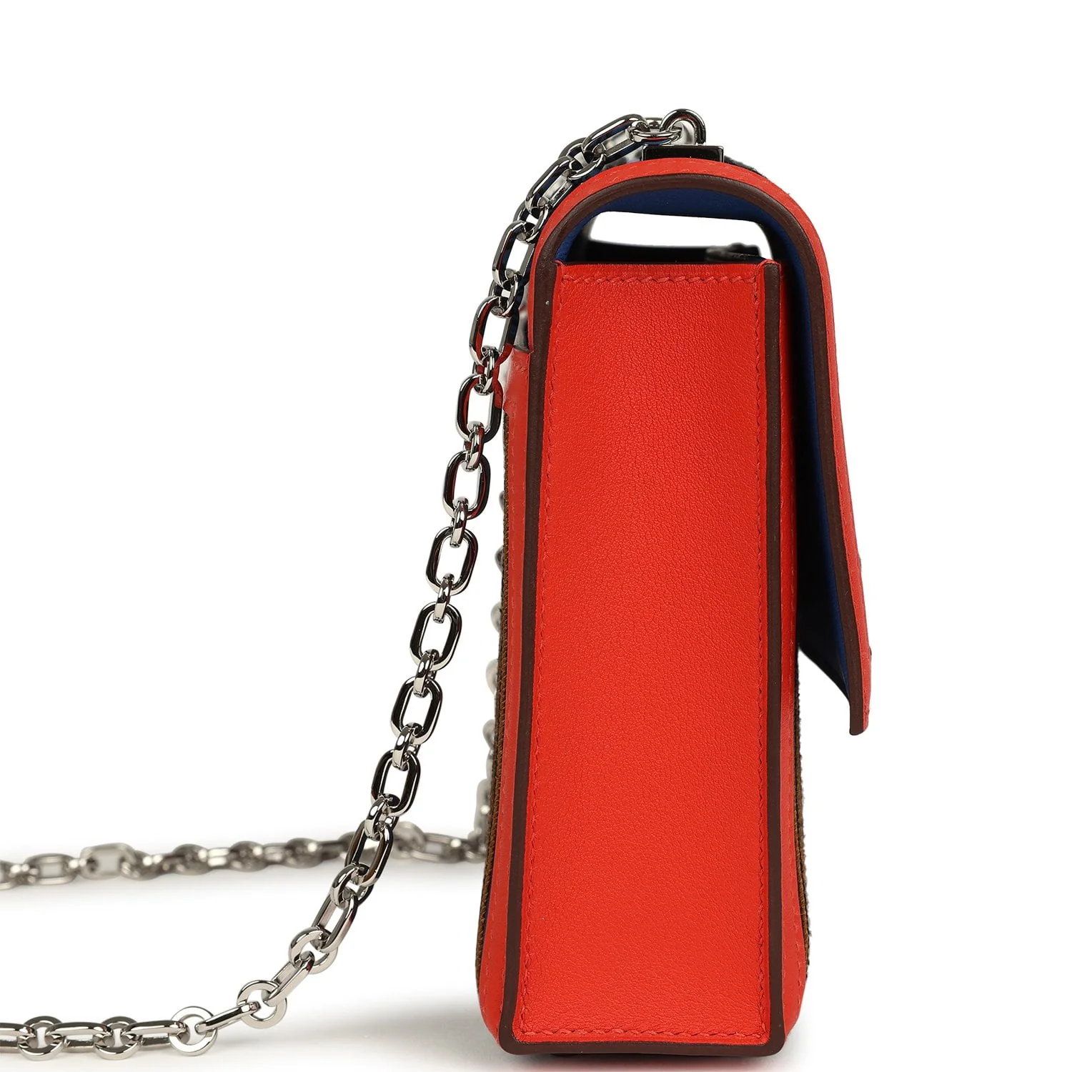 Hermes Mini Verrou 17 Capucine, Bleu Electric, Bleu Saphir Swift Palladium Hardware