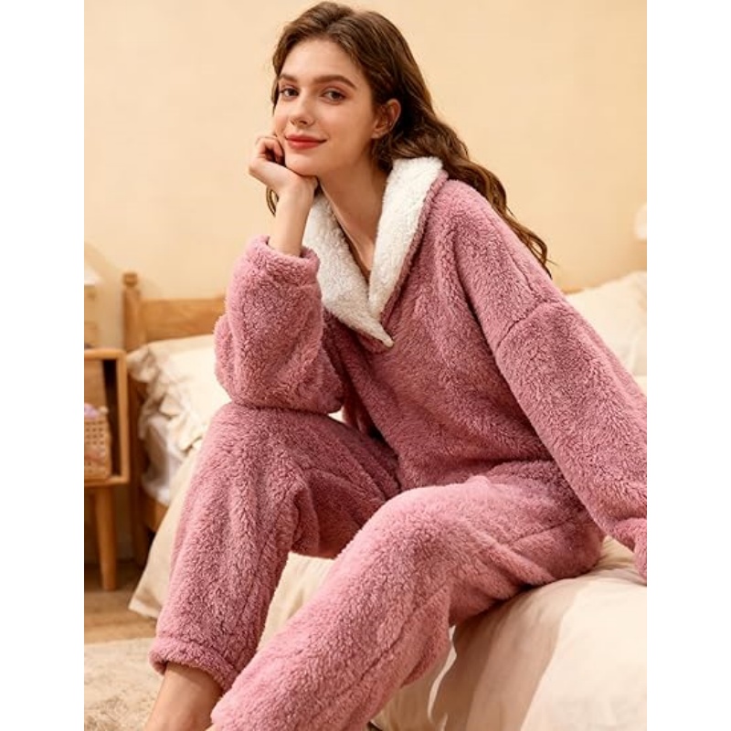 Womens Fluffy Pajamas Set