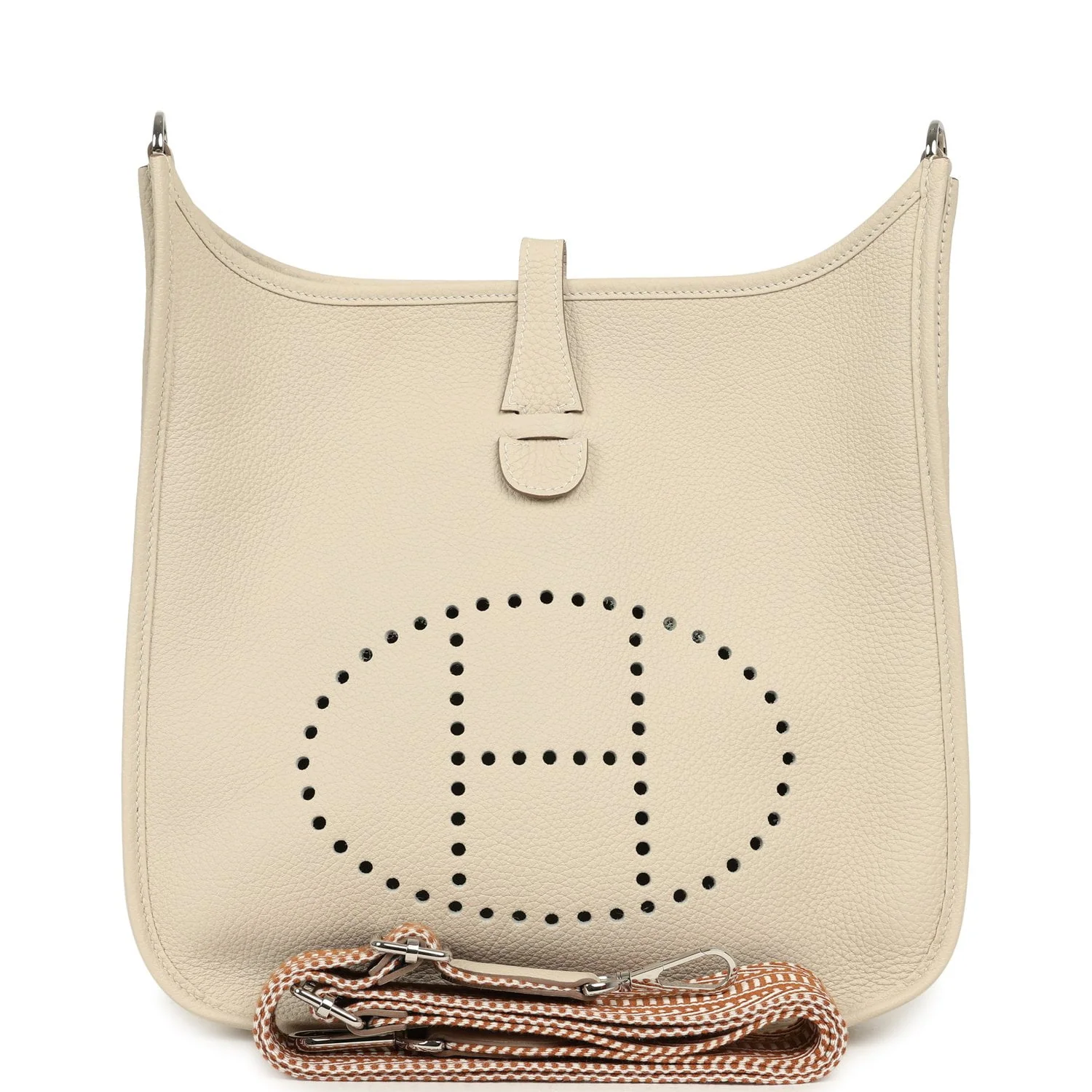 HERMÈS Evelyne III PM Craie Clemence Palladium Hardware
