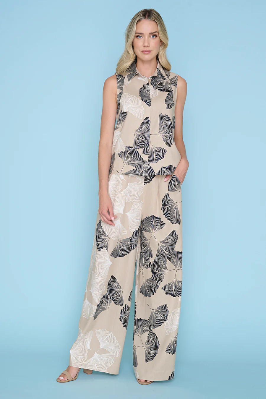 Sleeveless Button-Front Top