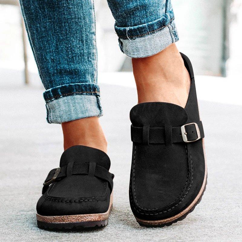 Women Casual Comfy Leather Slip On Sandals