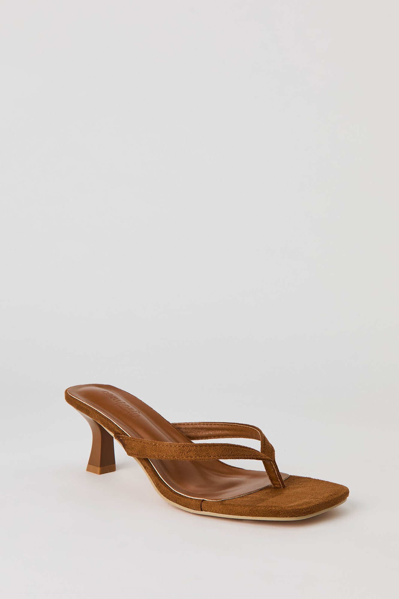 Faux Leather Thong Kitten Heel