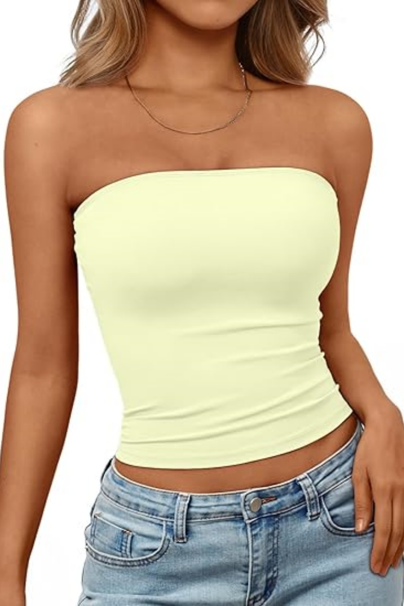 ELOWENA Women's Strapless Bandeau Crop Top