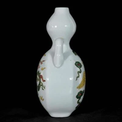 35CM Old Chinese Wucai Vase W/phoenix and dragon N3127