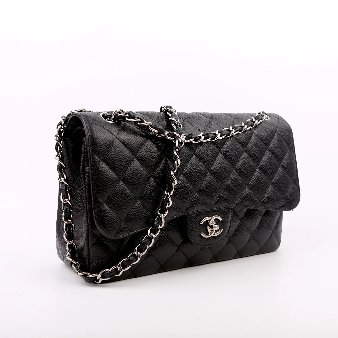 CHANEL Classic Flap Jumbo Caviar 23M Black/Silver