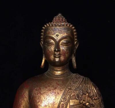 30CM Old Chinese Bronze Statue Buddha N1605