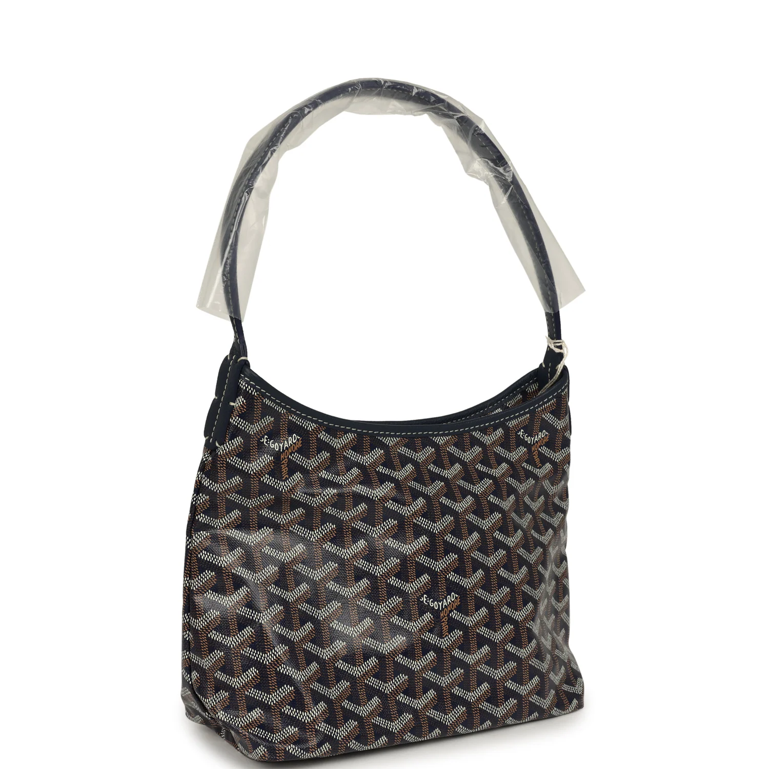 GOYARD Goyardine Navy Bohème Mini Hobo Bag Palladium Hardware