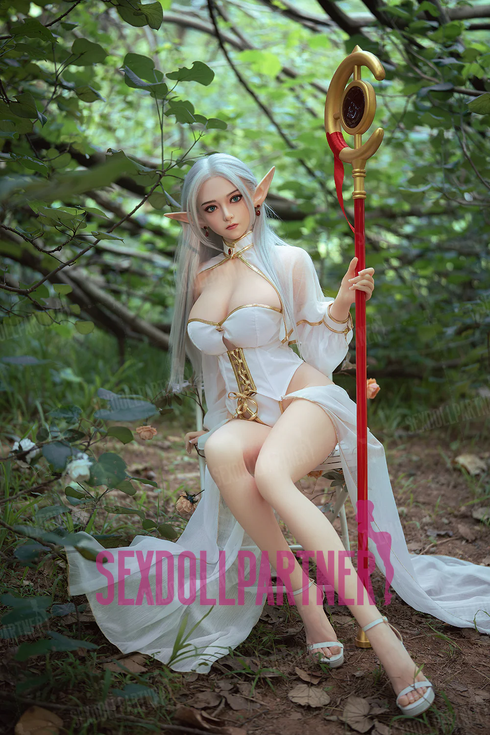 US Stock - YAMIEE Nolia 5ft25 / 160cm #K66 Silicone Head + TPE Body Big Boobs ELF Hot Adult Sex Doll Free 2nd Head