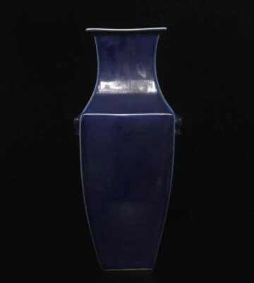 43.5CM Kangxi Signed Antique Chinese Blue Glaze Vase w/elephant