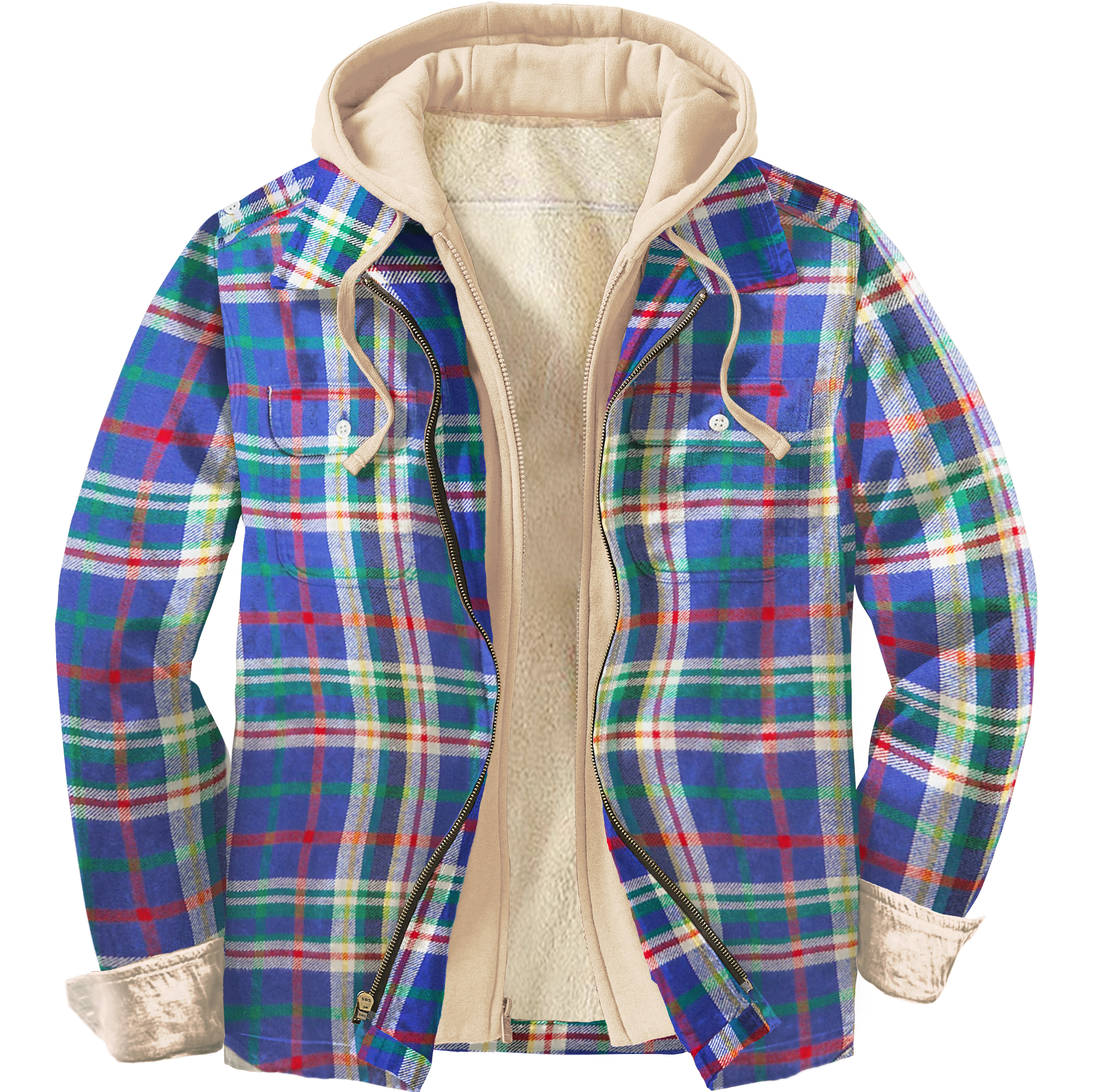 Men's Unisex Colorful Check Shirt Hooded Jacket
