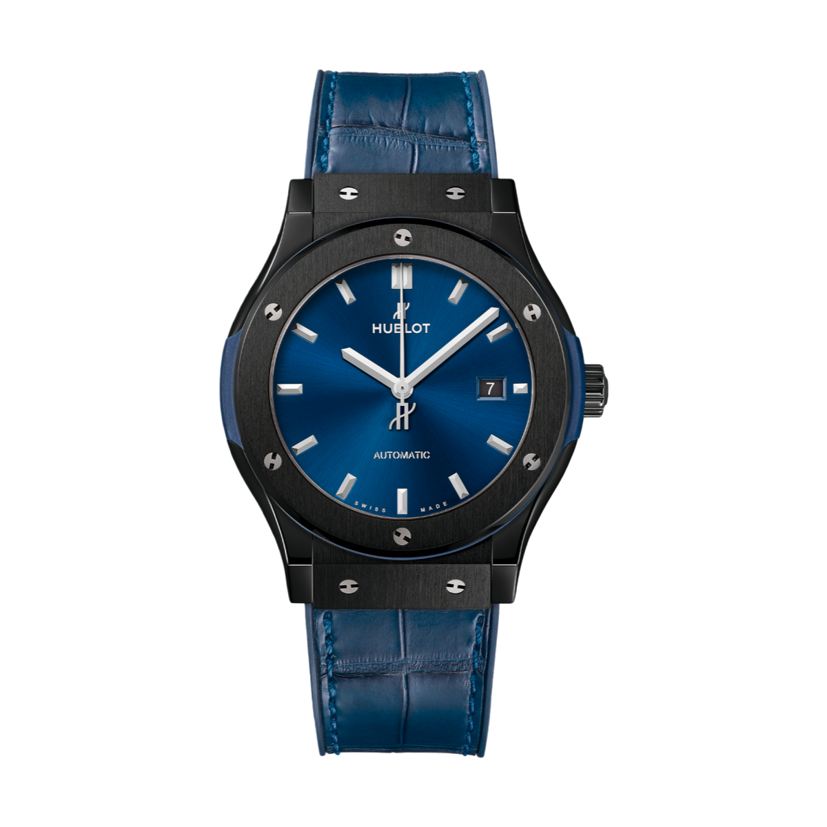 Hublot  Classic Fusion 45mm 511.CM.7170.RX Ceramic Blue Dial Leather Strap Men's Watch 511.CM.7170.LR