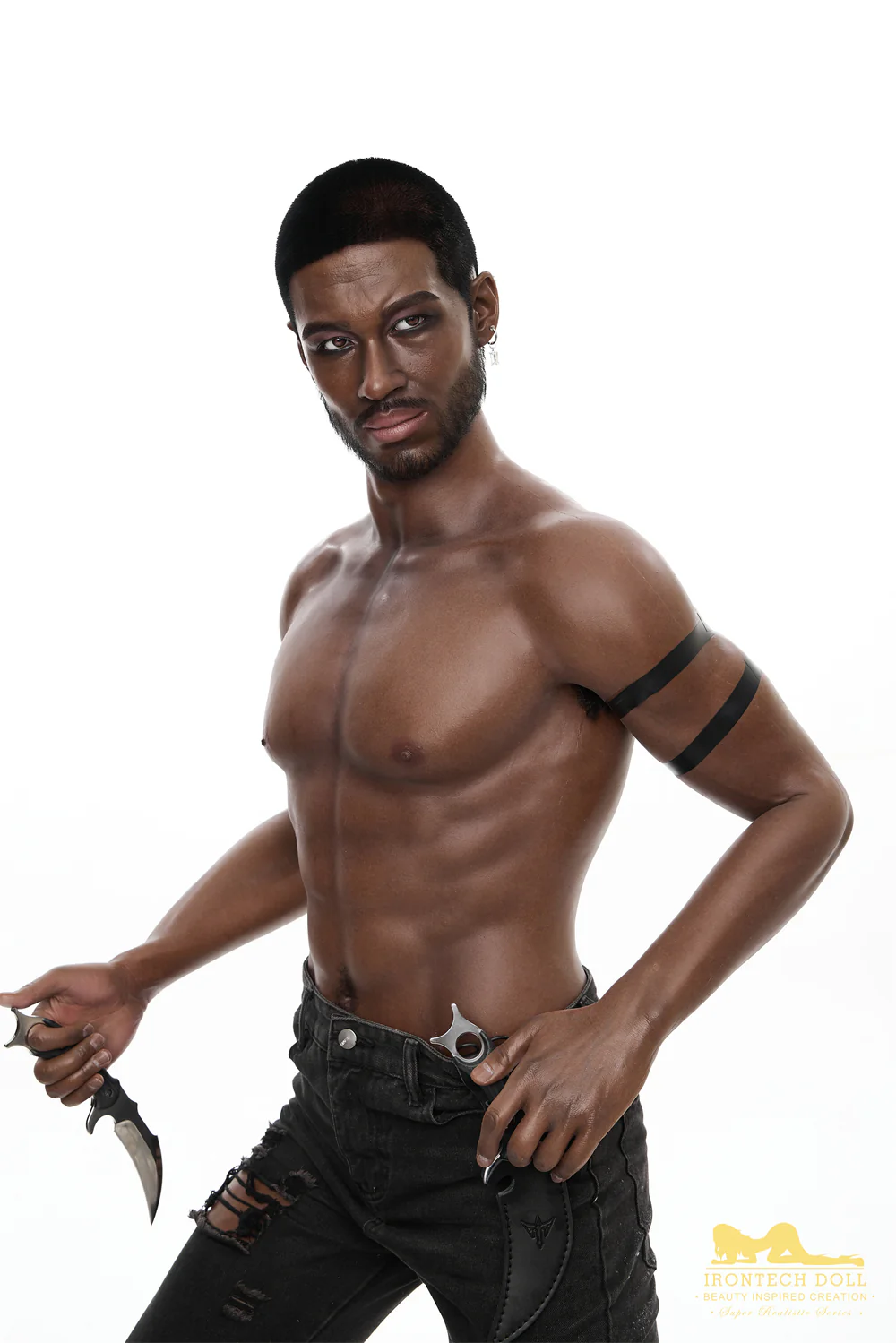 Irontechdoll Alfred 5ft77 / 176cm M7 Head Full Silicone Real-life Black Gay Male Love Doll
