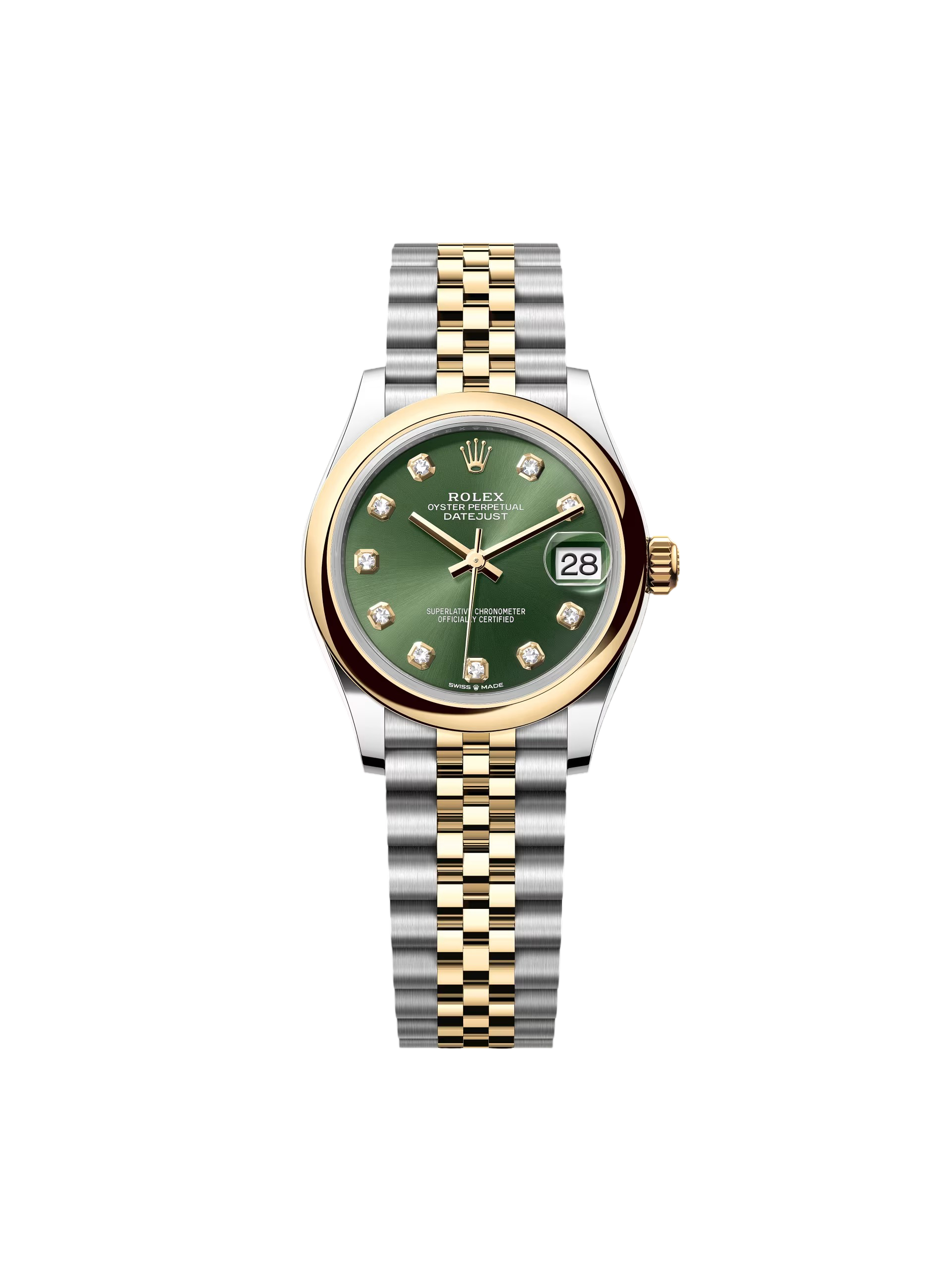 RLX Datejust m278243-0029/0030 31mm Olive Green Dial Yellow Rolesor Oyster Watch