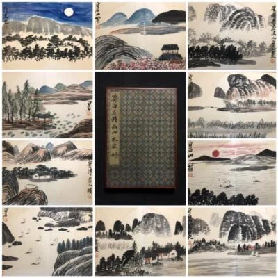 Qi Baishi Signed Chinese Hand Painted Calligraphy Scroll w/landscape N2777
