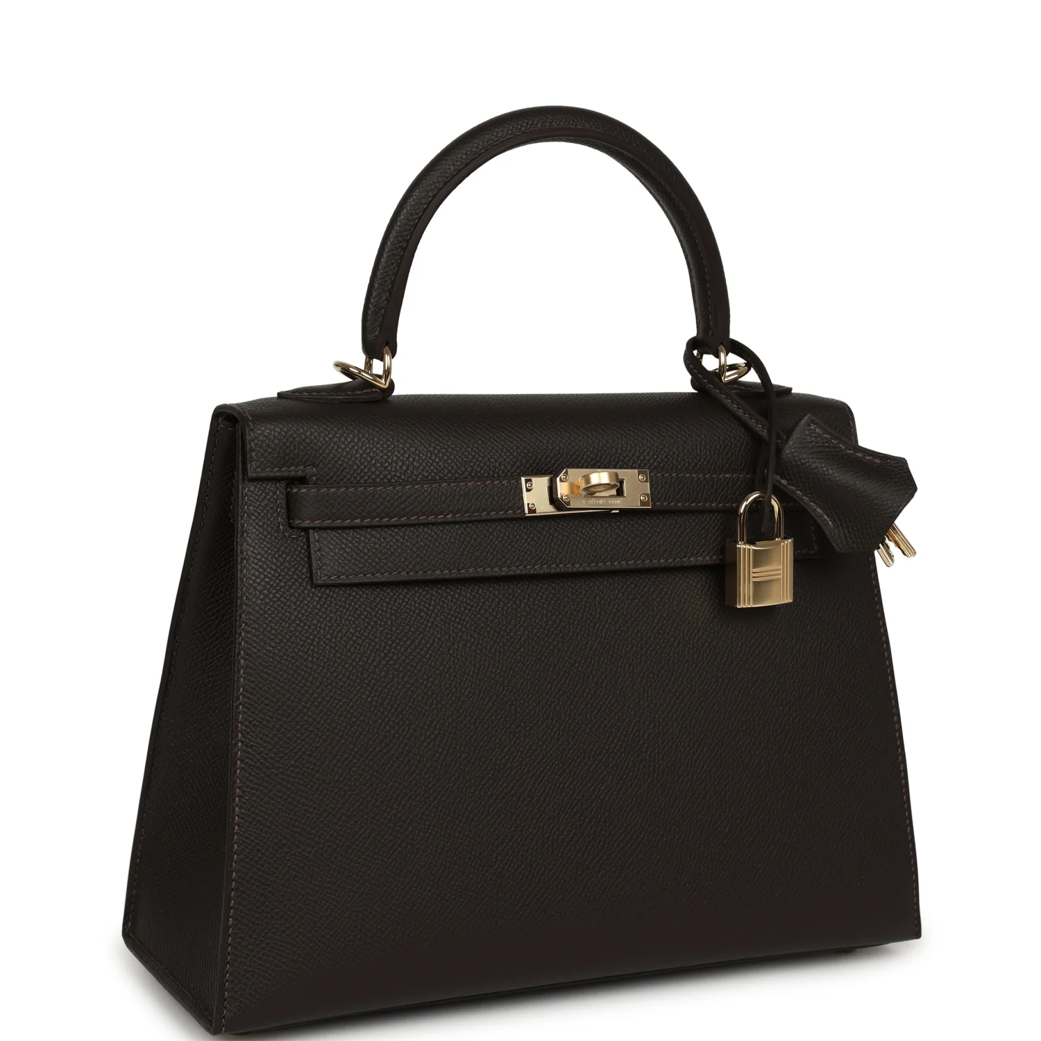 HERMÈS Kelly Sellier 25 Bai Brun Epsom Permabrass Hardware