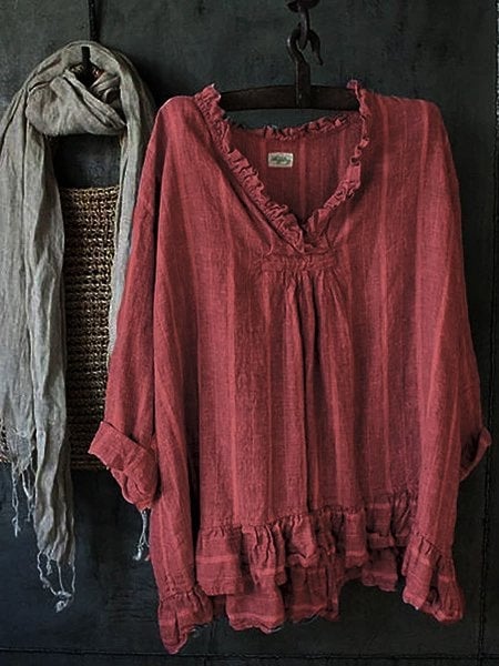 Women Cotton Shift Long Sleeve Tops