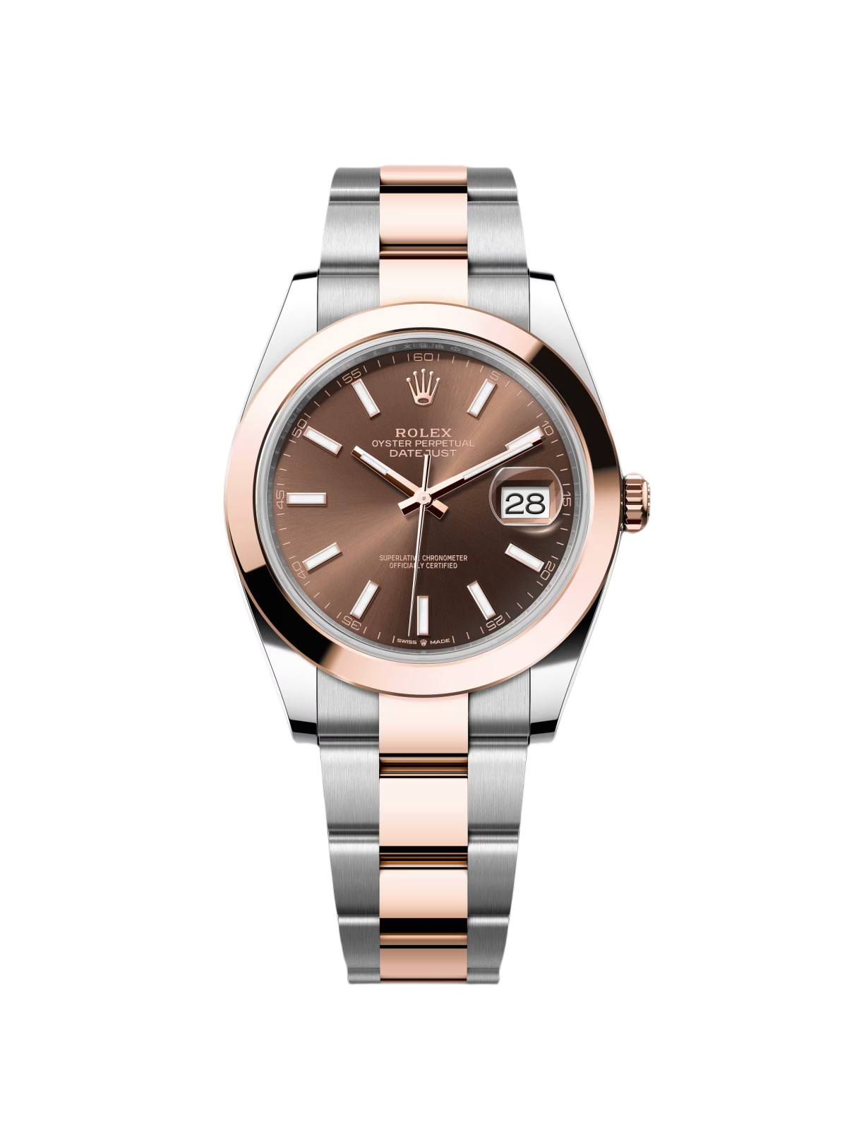 RLX Datejust 41mm 126301 Chocolate Index Oyster Steel and Everose Gold Watch