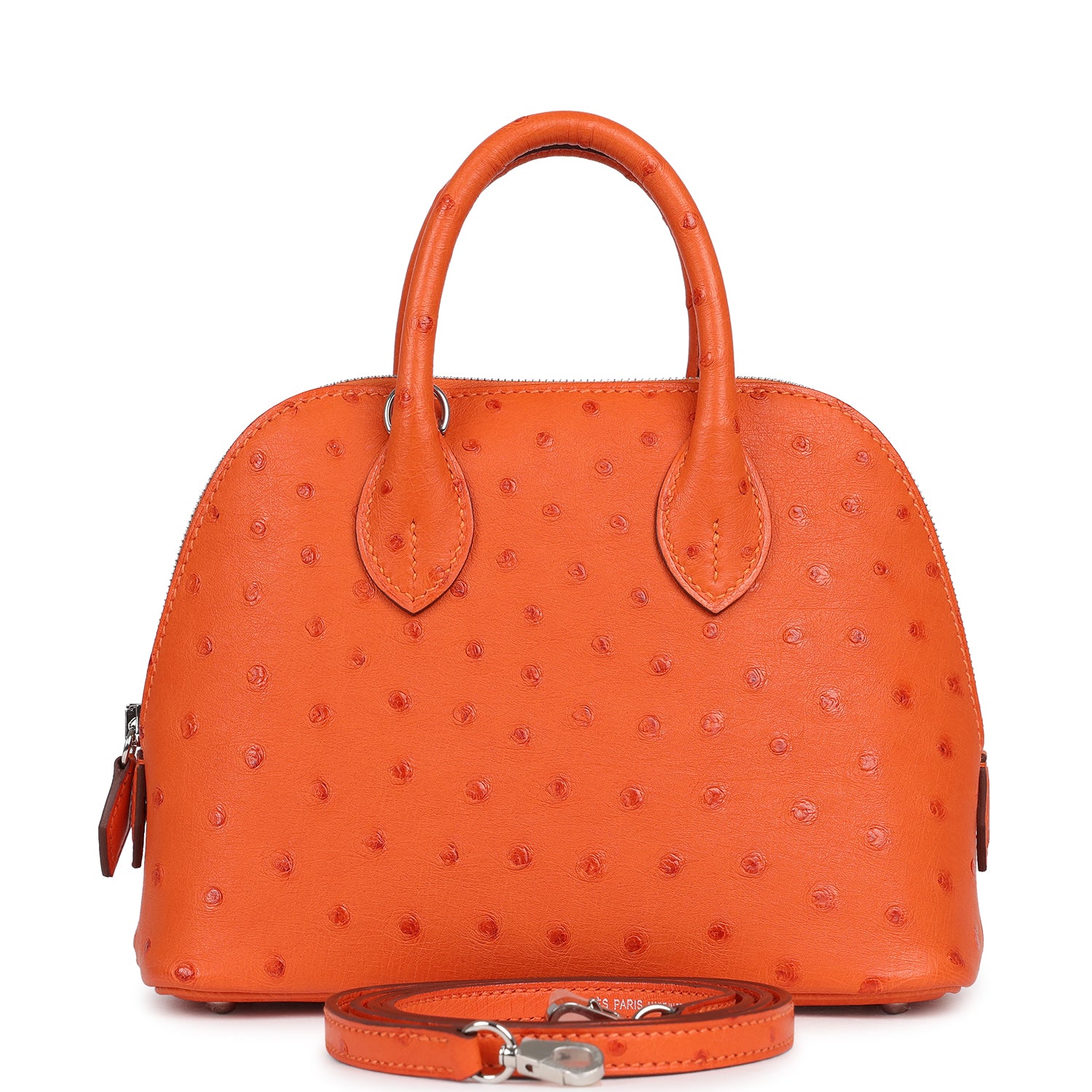 Hermes 1923 Bolide Mini Tangerine Ostrich Palladium Hardware