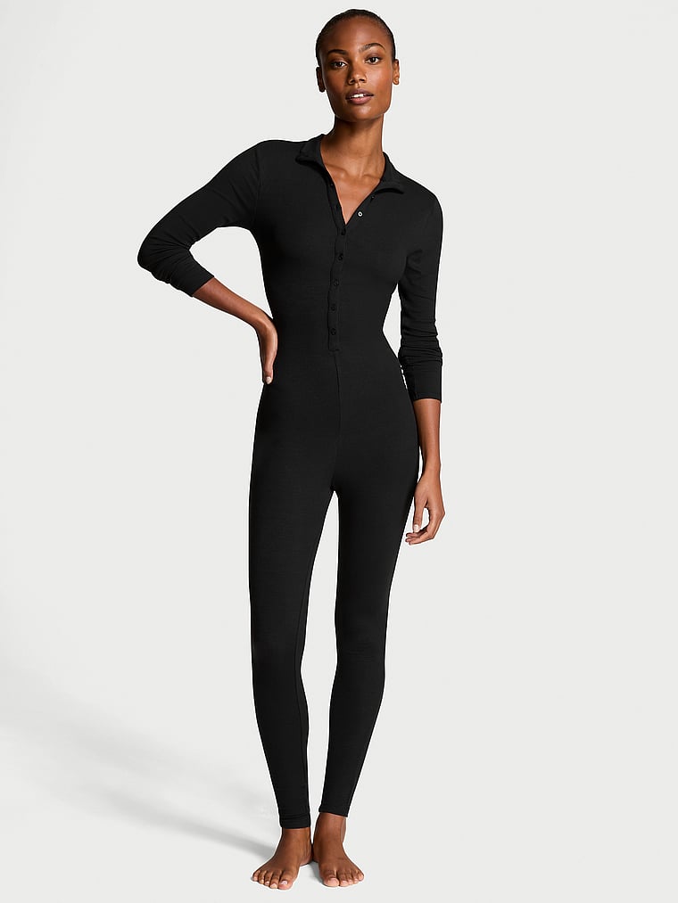 Victoria's Secret Luxe Ribbed Modal Long-Sleeve Jumpsuit