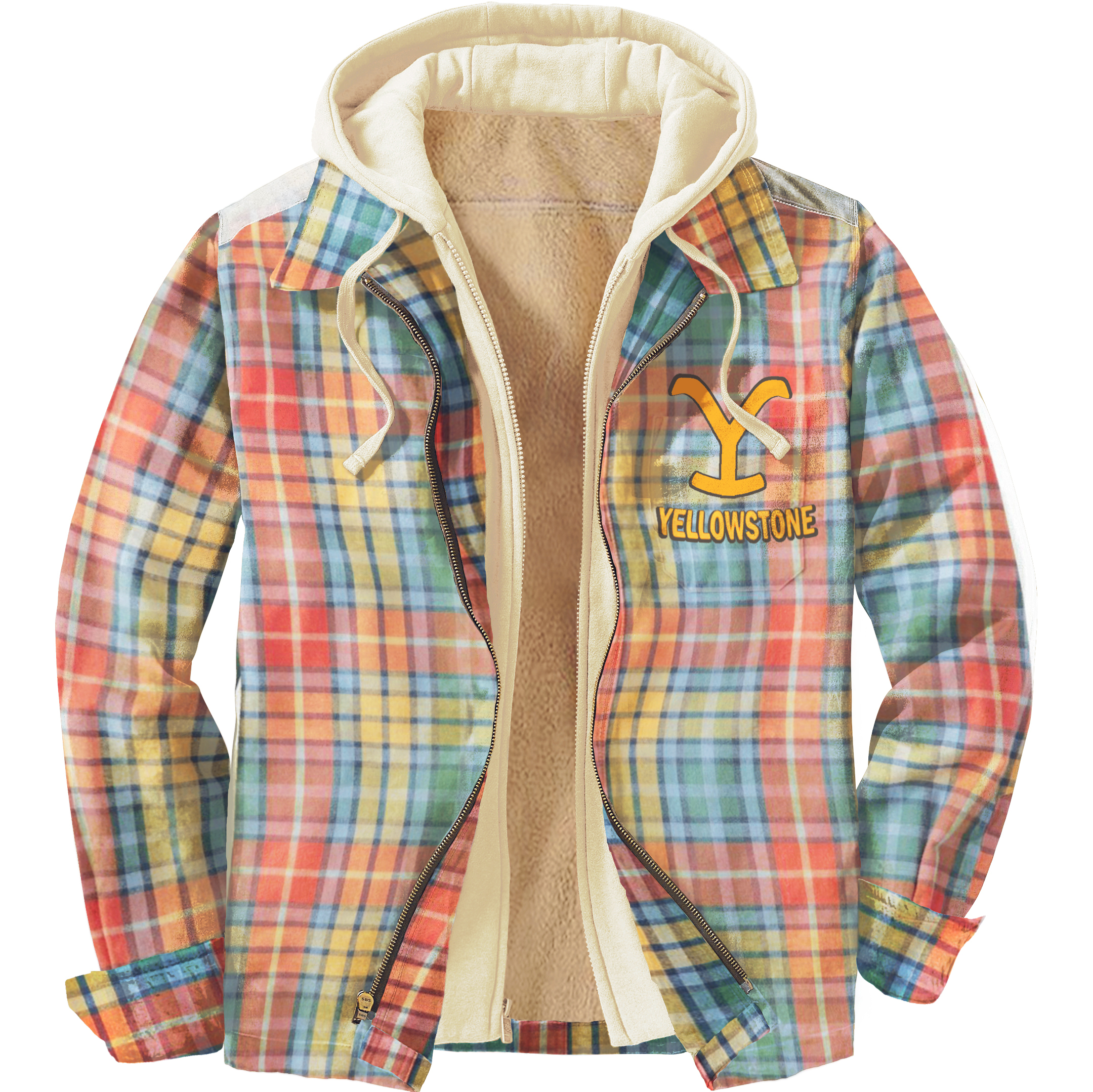 Men's Unisex Plaid Yellowstone Western Casual Shirt Hooded Jacket
