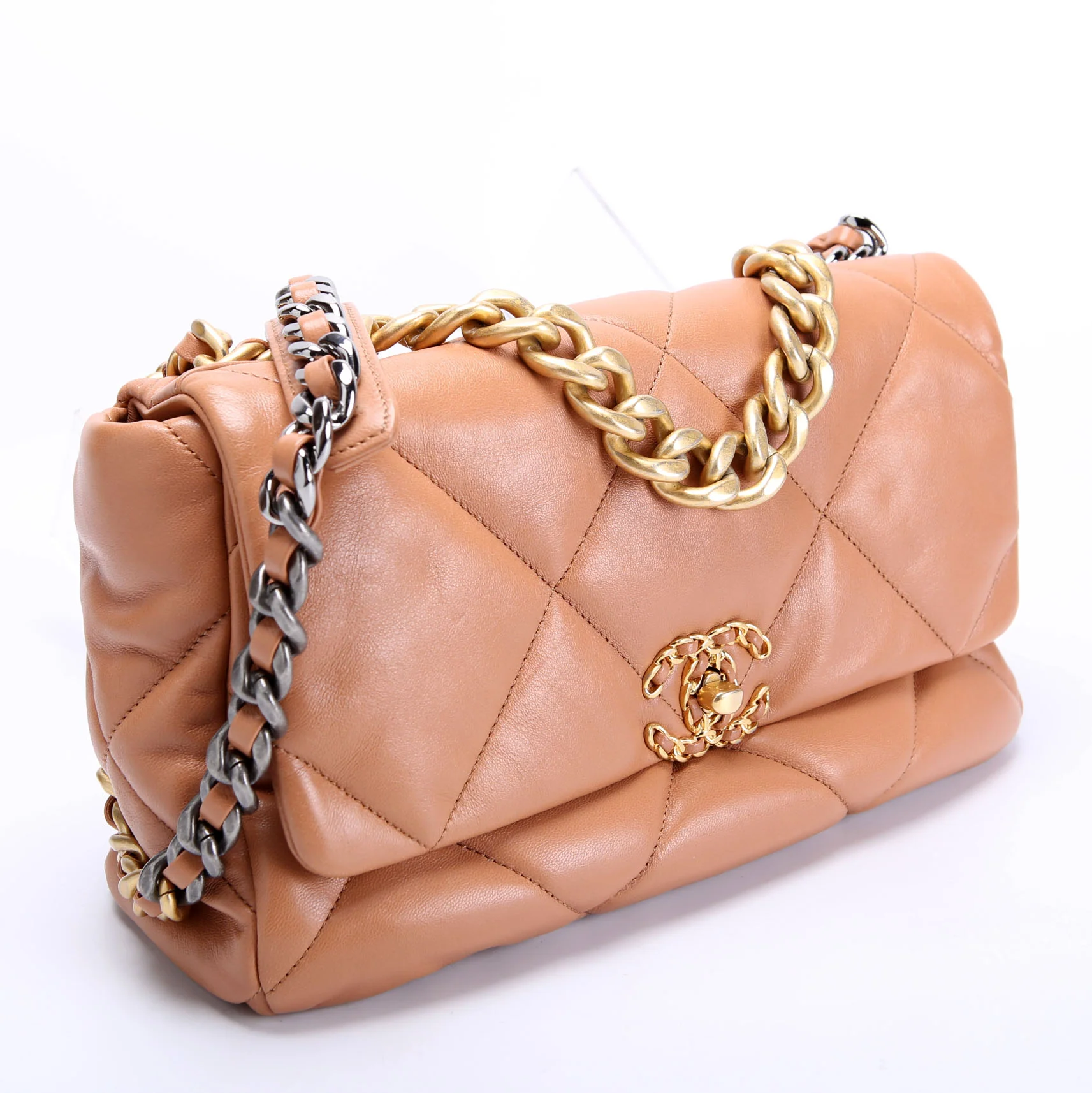 CHANEL Quilted Goatskin 19 Large Flap 30M Brown