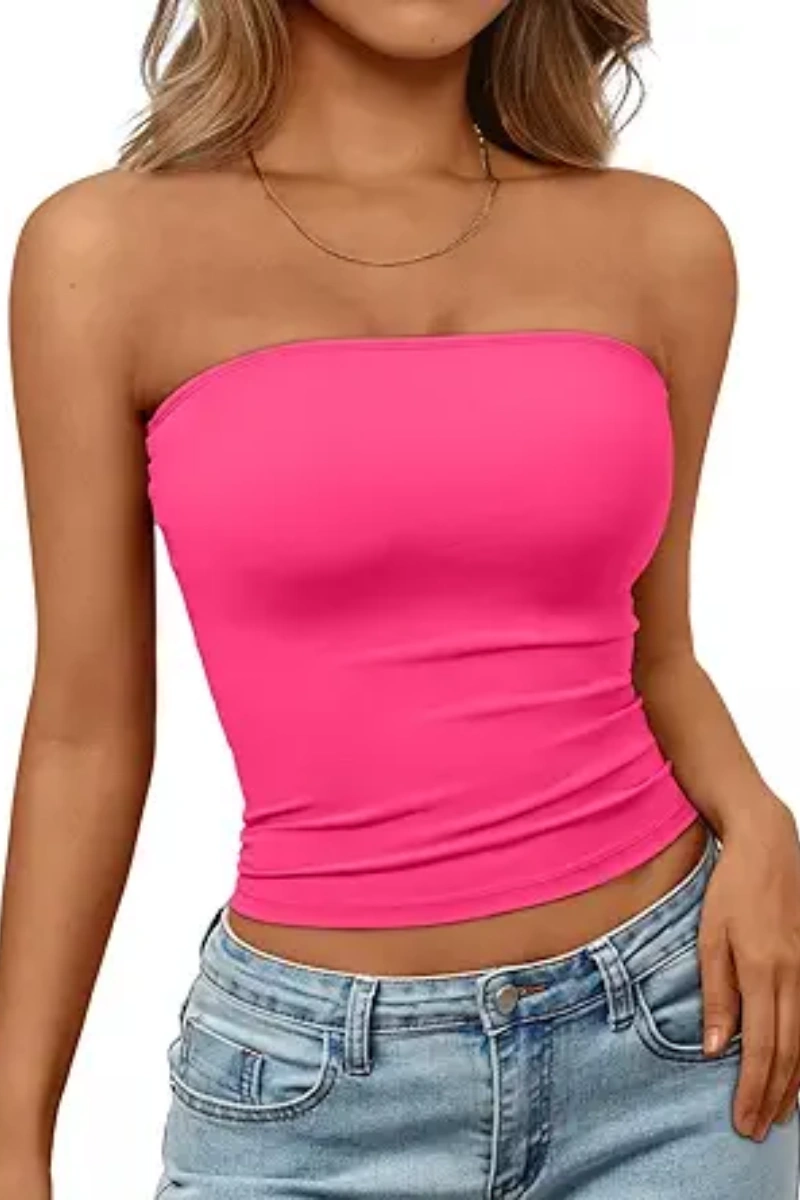 ELOWENA Women's Strapless Bandeau Crop Top