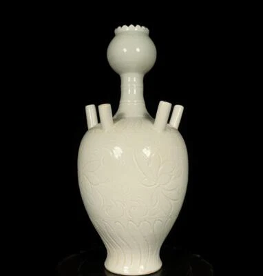 28.5CM Old Chinese Ding Yao Ding Kiln Vase w/flower Q1006