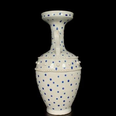 28CM Old Chinese Ding Yao Ding Kiln Vase w/ ear CK717