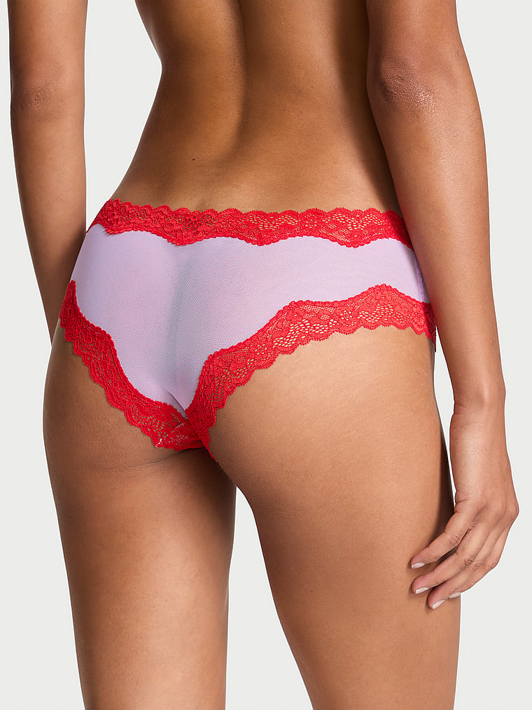 Victoria's Secret Tease Mesh Lace-Trim Cheeky Panty Mesh