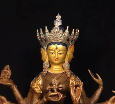 48CM Old Chinese Bronze Statue Buddha N1676