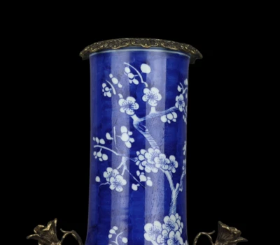 44CM Old Chinese Blue and White Vase w/plum blossom N3920