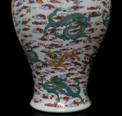 44CM Kangxi Signed Chinese Famille Rose Vase W/dragon