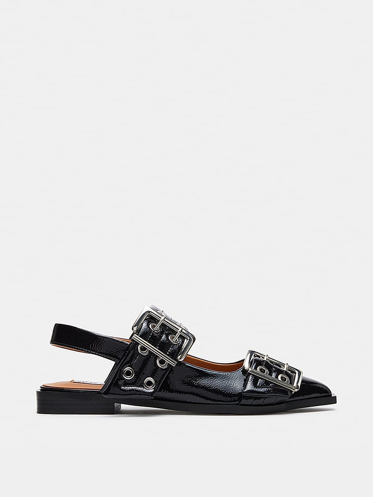 Steve Madden Graya Black Patent Slingback Flats
