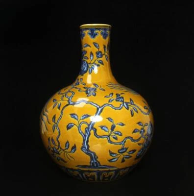 43CM Xuande Singed Old Chinese Blue and White Vase W/bird