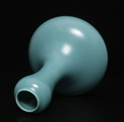 21.5CM Tianqi Signed Old Chinese Sky Blue Glaze Vase