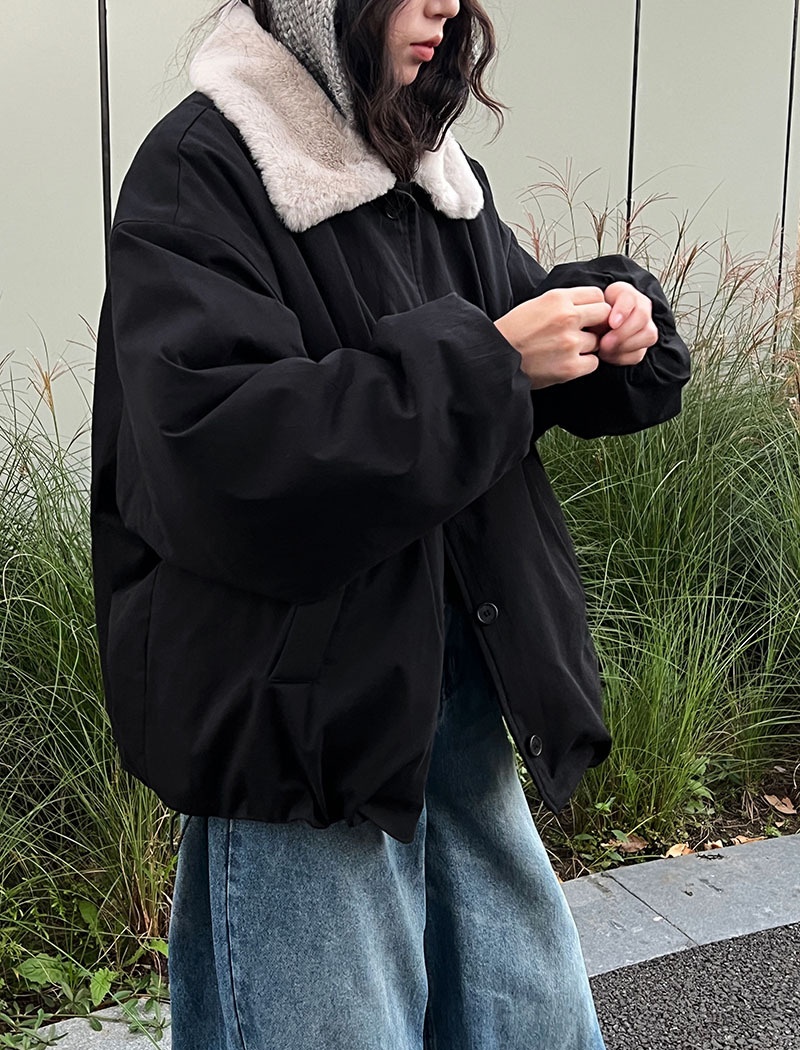 Casual lambs wool thermal coat winter loose jacket