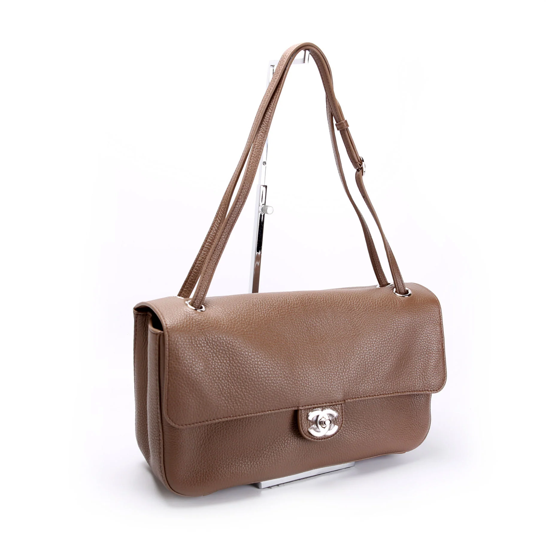 CHANEL Maxi Souplissimo Small Flap Grained Calfskin Taupe