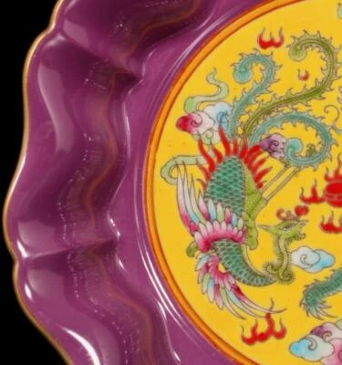 Yongzheng Signed Old Chinese Colour Enamel Dish W/dragon N1416