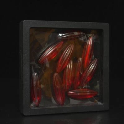 10 Pcs Chinese Nephrite Red Coloured Glaze Beats