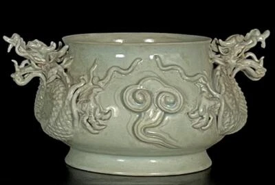 27CM Old Chinese Ru Kiln Brush Washer w/dragon N903