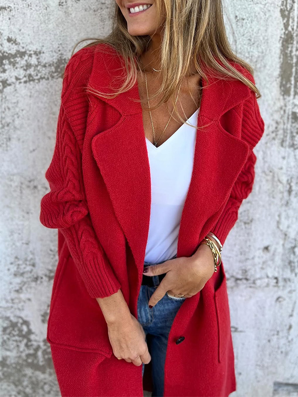 🌲🔥 Casual Ribbed Lapel Pocket Jacket