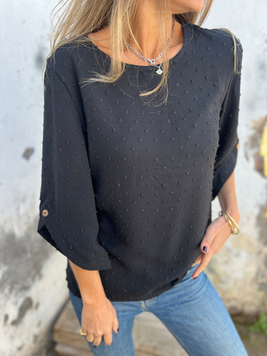 🌲 SALE🔥 Round Neck Embroidered Large Cuffs Casual Shirt