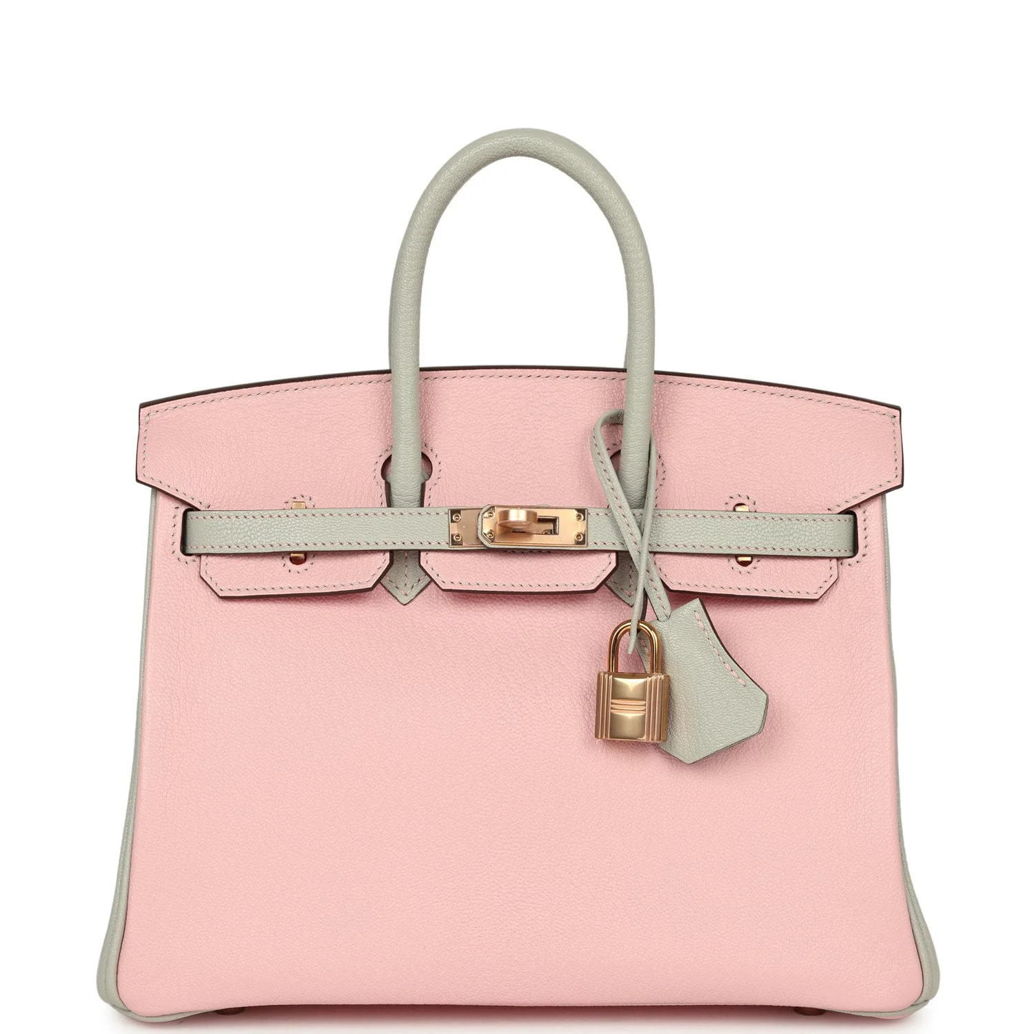 HERMÈS Special Order (HSS) Birkin 25 Rose Sakura, Gris Perle Chevre Mysore Rose Gold Hardware